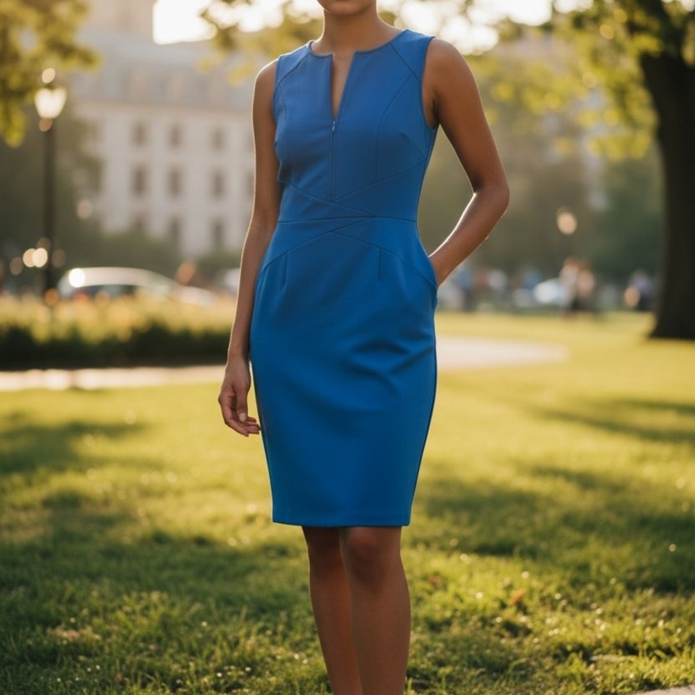 Source Unknown Vibrant Blue Midi Dress